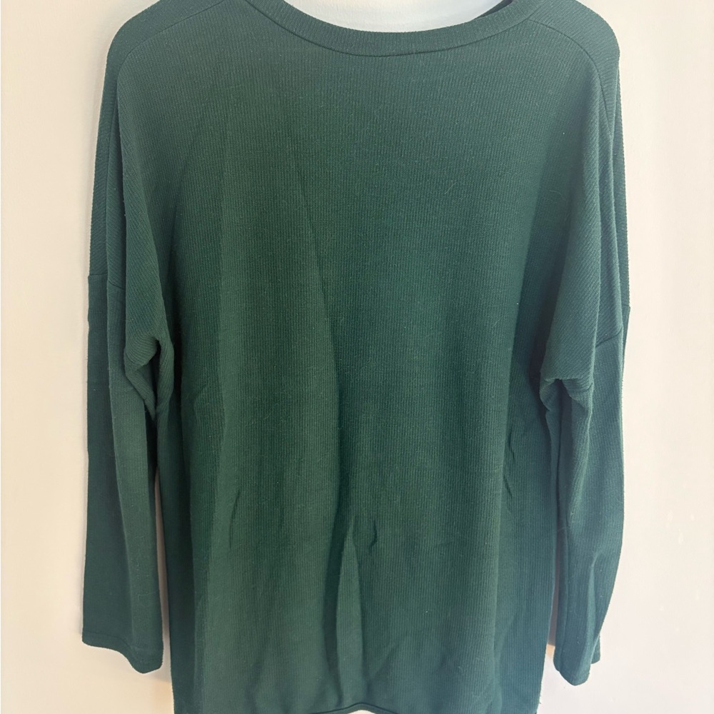Dark Green, Italian-made Natural Fiber Women’s Sweater - Picture 3 of 3